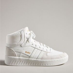 Gola White and Gray High-Tops with Gold Accents